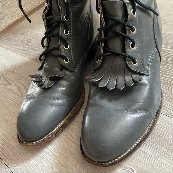 Vintage Justin Fringe Kilte Roper Boots Genuine Leather Cowboy Western Grey Mens - Picture 5 of 12